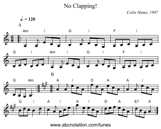 No Clapping! - staff notation