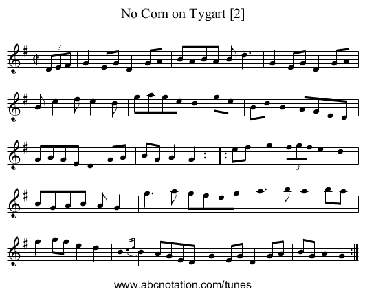 No Corn on Tygart [2] - staff notation