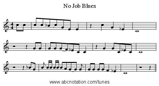 No Job Blues - staff notation