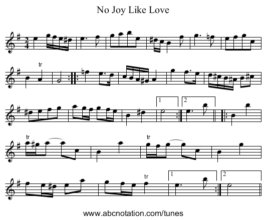 No Joy Like Love - staff notation