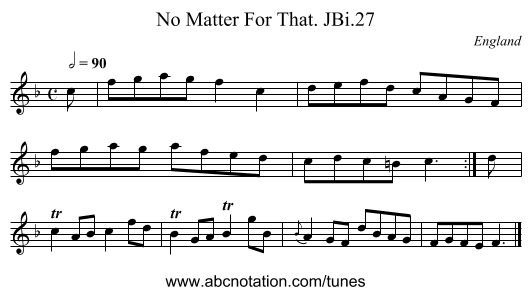 No Matter For That. JBi.27 - staff notation
