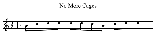 No More Cages - staff notation