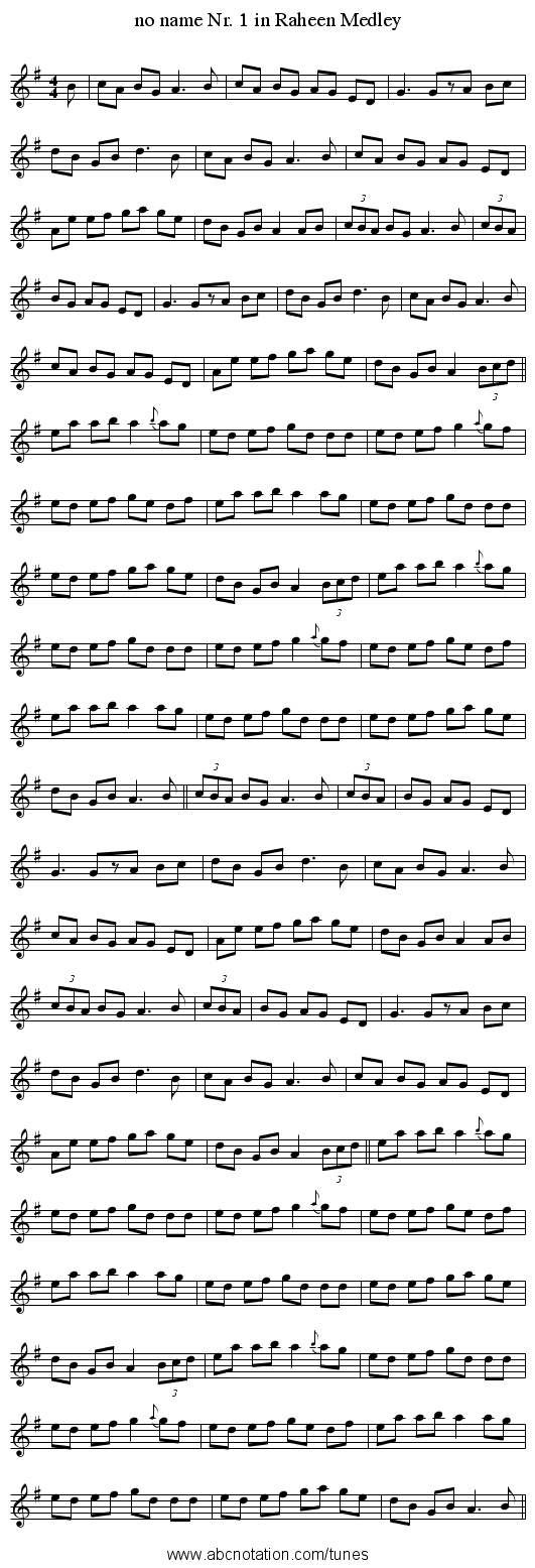 no name Nr. 1 in Raheen Medley - staff notation