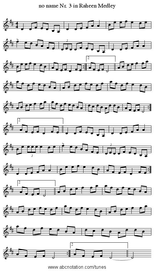 no name Nr. 3 in Raheen Medley - staff notation