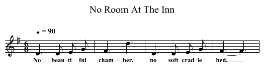 No Room At The Inn - staff notation
