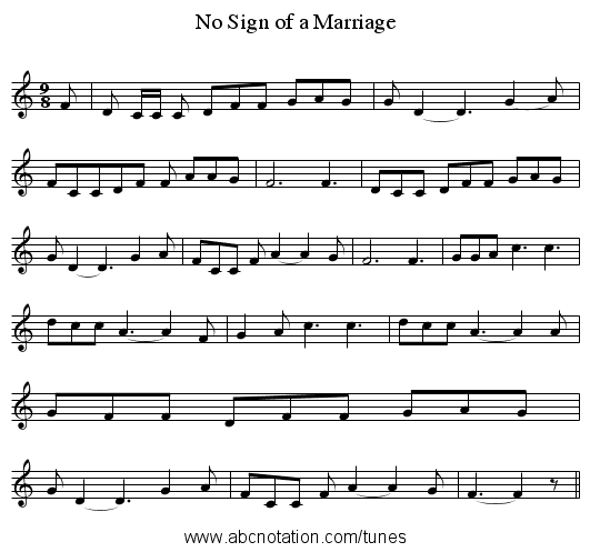 No Sign of a Marriage - staff notation