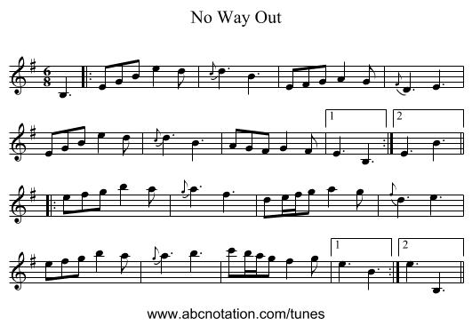 No Way Out - staff notation