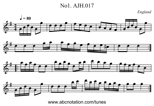 No1. AJH.017 - staff notation