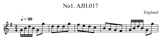No1. AJH.017 - staff notation