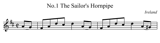 No.1 The Sailor's Hornpipe - staff notation