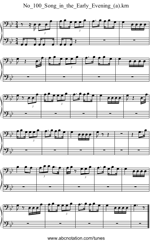 No_100_Song_in_the_Early_Evening_(a).krn - staff notation