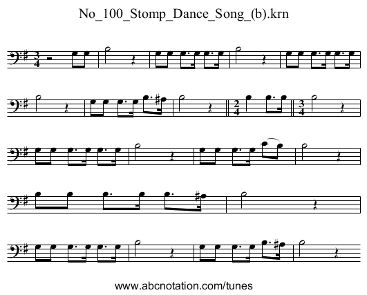 No_100_Stomp_Dance_Song_(b).krn - staff notation