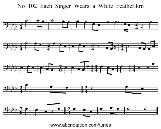 No_102_Each_Singer_Wears_a_White_Feather.krn - staff notation