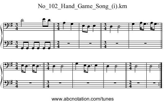 No_102_Hand_Game_Song_(i).krn - staff notation