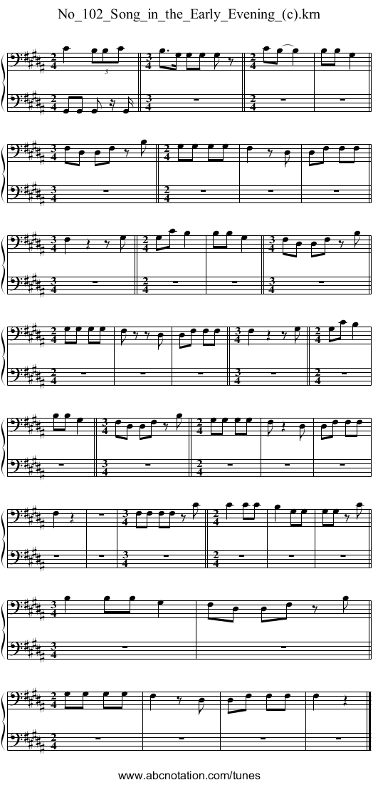 No_102_Song_in_the_Early_Evening_(c).krn - staff notation