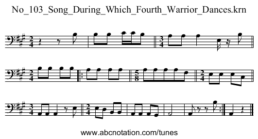 No_103_Song_During_Which_Fourth_Warrior_Dances.krn - staff notation