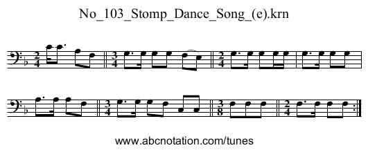 No_103_Stomp_Dance_Song_(e).krn - staff notation
