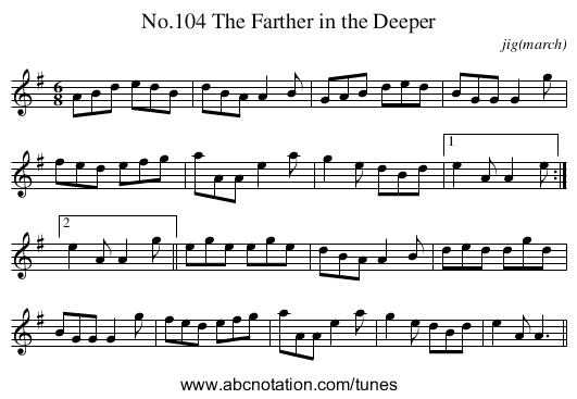 No.104 The Farther in the Deeper - staff notation