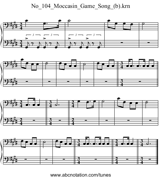No_104_Moccasin_Game_Song_(b).krn - staff notation