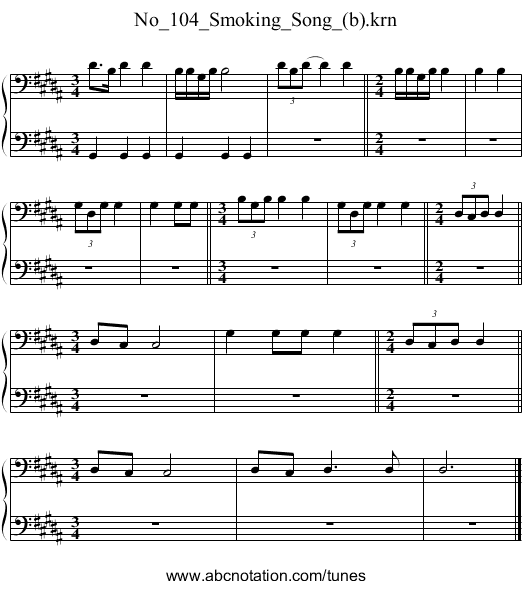 No_104_Smoking_Song_(b).krn - staff notation