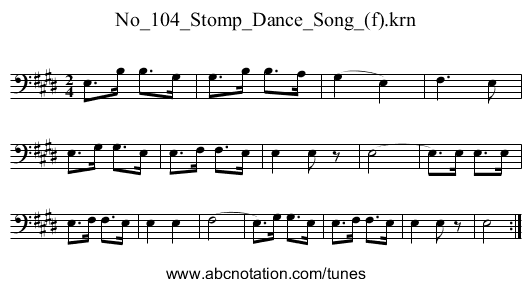 No_104_Stomp_Dance_Song_(f).krn - staff notation
