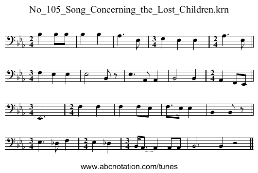 No_105_Song_Concerning_the_Lost_Children.krn - staff notation