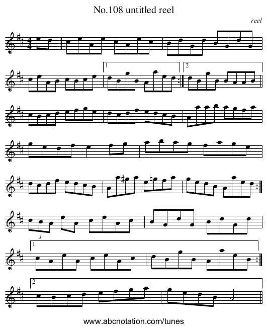 No.108 untitled reel - staff notation