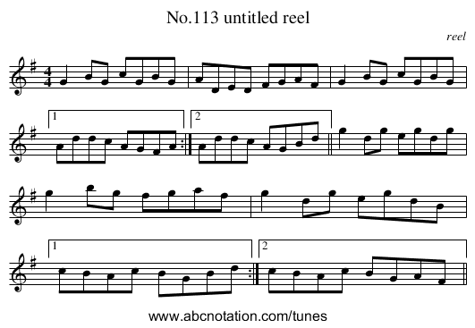 No.113 untitled reel - staff notation