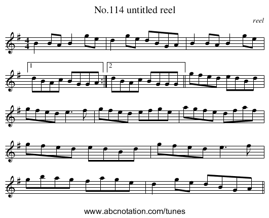No.114 untitled reel - staff notation