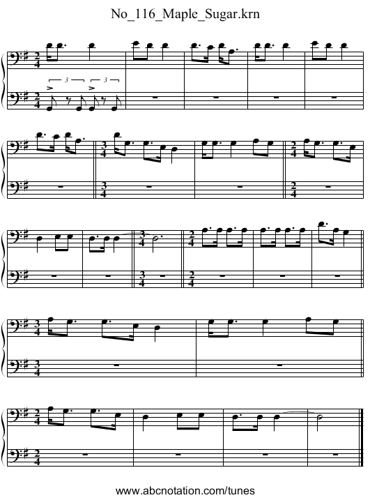 No_116_Maple_Sugar.krn - staff notation