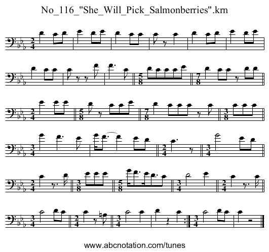 No_116_She_Will_Pick_Salmonberries.krn - staff notation
