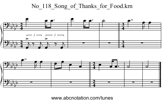 No_118_Song_of_Thanks_for_Food.krn - staff notation