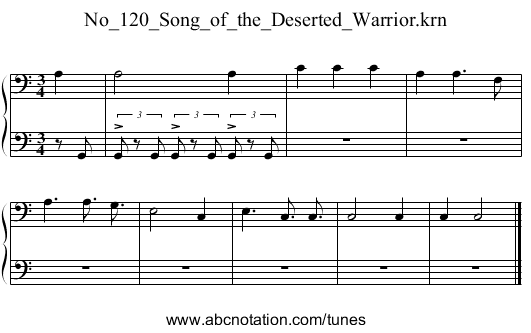 No_120_Song_of_the_Deserted_Warrior.krn - staff notation