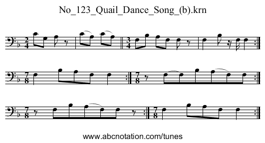 No_123_Quail_Dance_Song_(b).krn - staff notation
