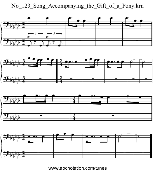 No_123_Song_Accompanying_the_Gift_of_a_Pony.krn - staff notation