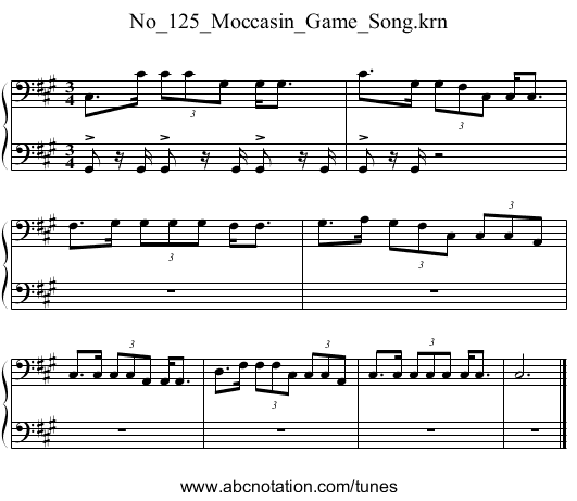 No_125_Moccasin_Game_Song.krn - staff notation