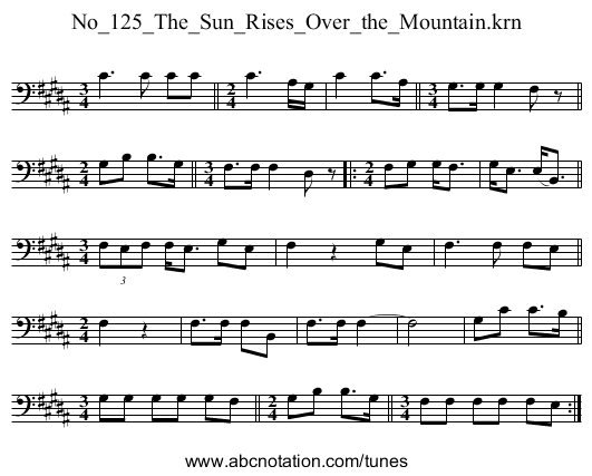 No_125_The_Sun_Rises_Over_the_Mountain.krn - staff notation
