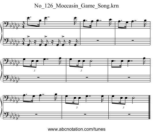 No_126_Moccasin_Game_Song.krn - staff notation