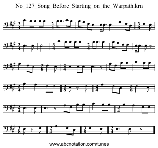 No_127_Song_Before_Starting_on_the_Warpath.krn - staff notation