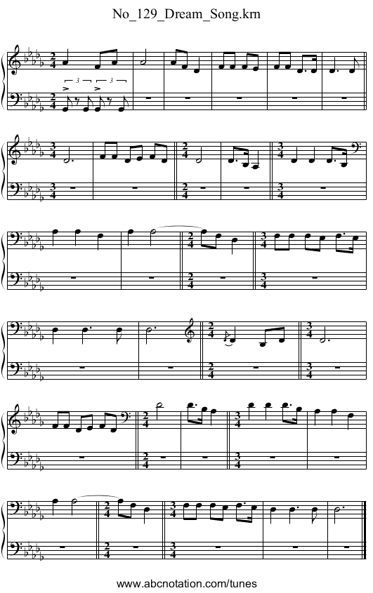No_129_Dream_Song.krn - staff notation