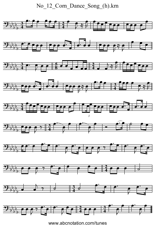 No_12_Corn_Dance_Song_(h).krn - staff notation