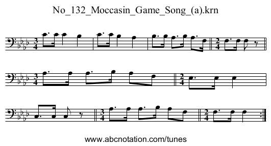 No_132_Moccasin_Game_Song_(a).krn - staff notation