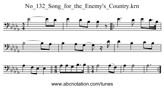 No_132_Song_for_the_Enemy's_Country.krn - staff notation