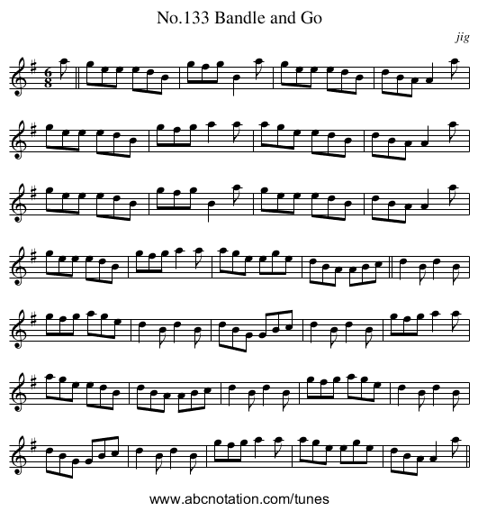 No.133 Bandle and Go - staff notation