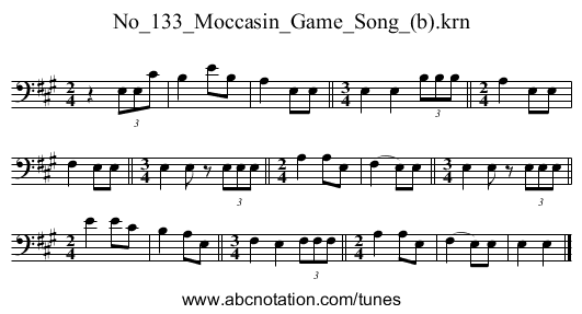 No_133_Moccasin_Game_Song_(b).krn - staff notation