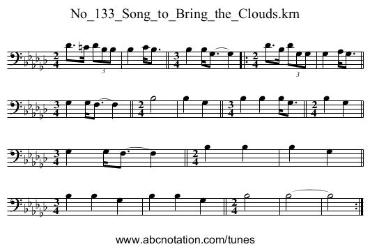 No_133_Song_to_Bring_the_Clouds.krn - staff notation