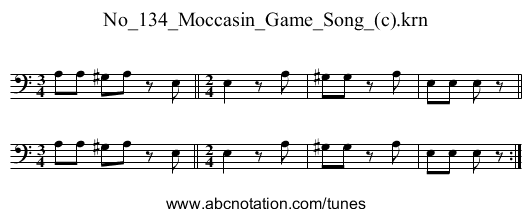 No_134_Moccasin_Game_Song_(c).krn - staff notation