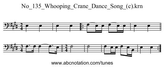 No_135_Whooping_Crane_Dance_Song_(c).krn - staff notation