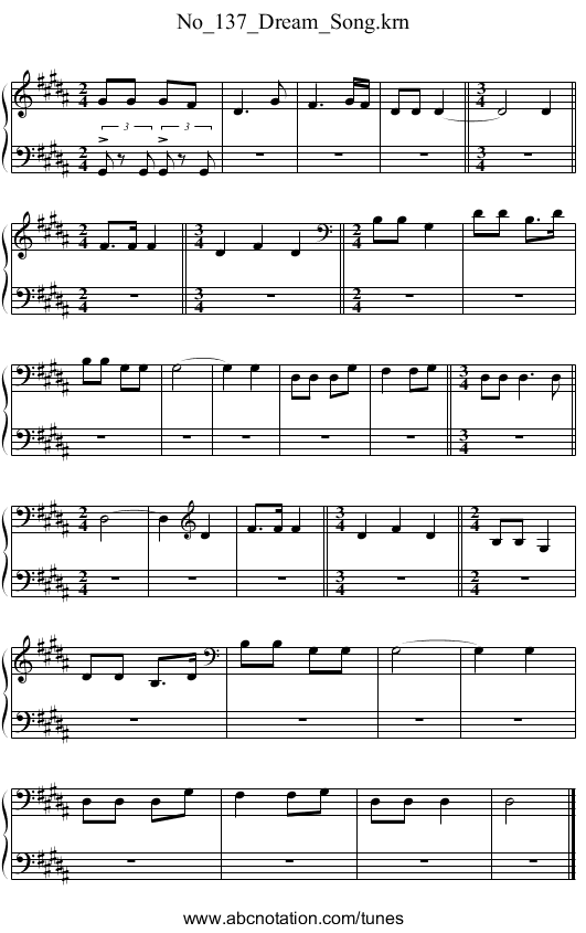 No_137_Dream_Song.krn - staff notation