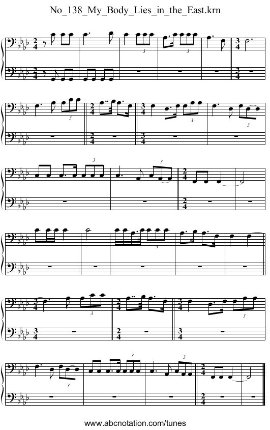 No_138_My_Body_Lies_in_the_East.krn - staff notation